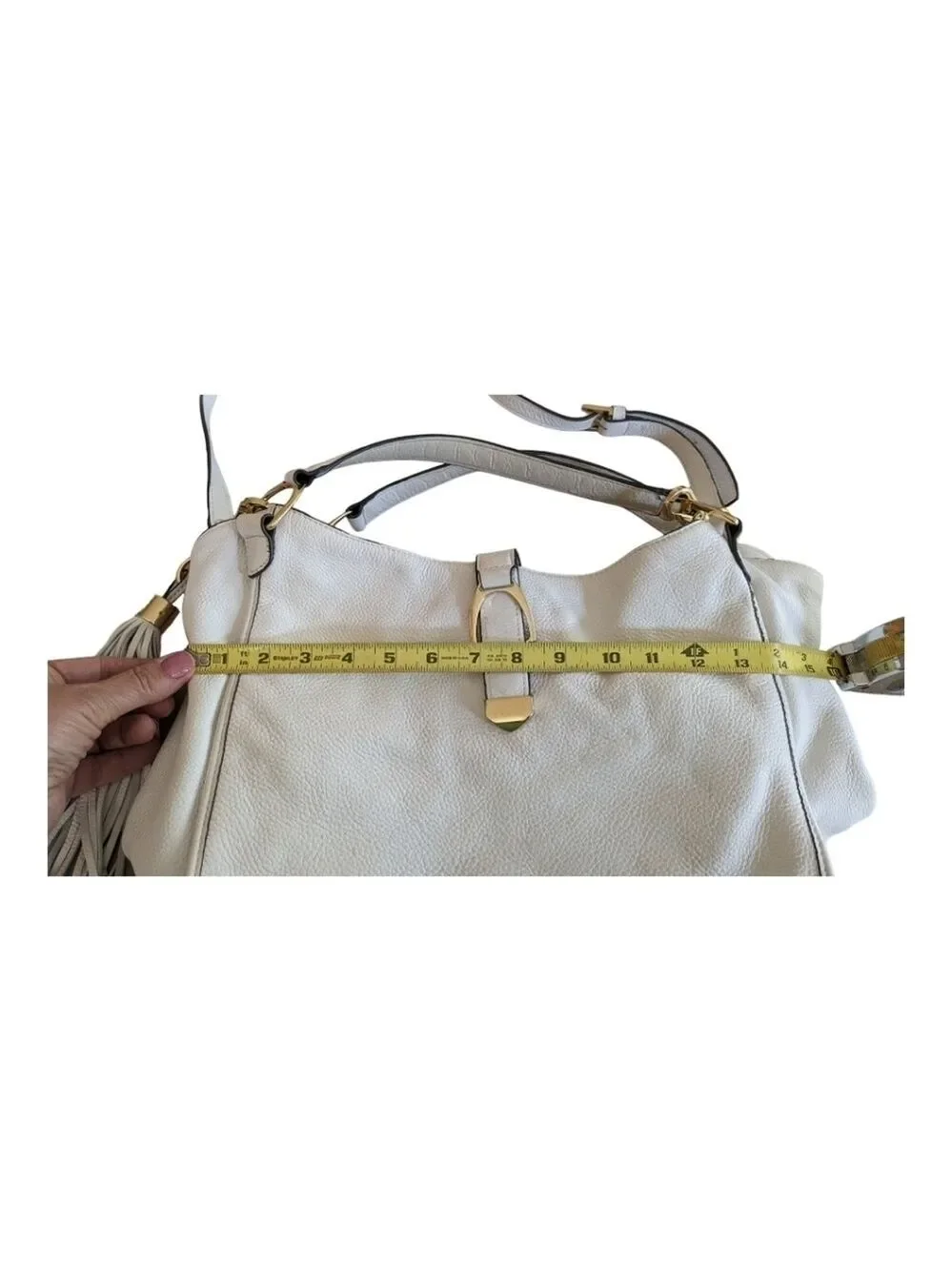 Gili White Leather Large Tassel Crossbody bag EUC